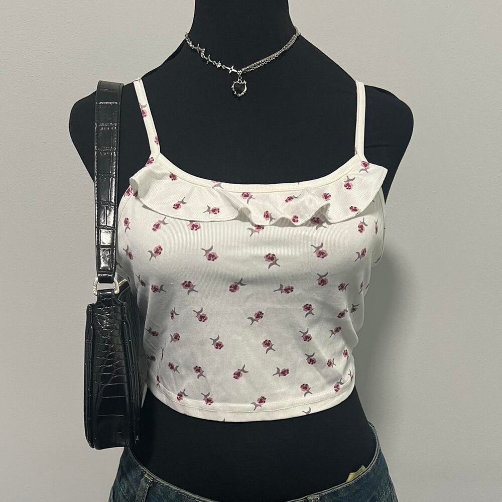 Ruffle floral tank top the